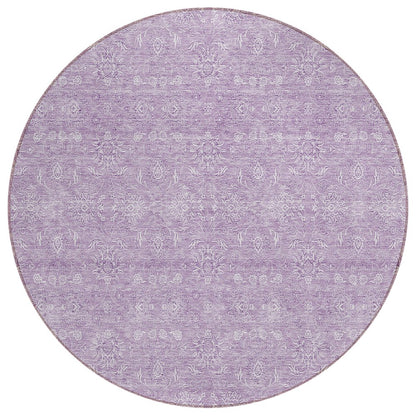3' X 5' Lavender Lilac And Ivory Floral Washable Indoor Outdoor Area Rug