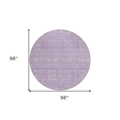 3' X 5' Lavender Lilac And Ivory Floral Washable Indoor Outdoor Area Rug