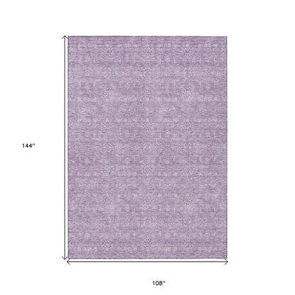 3' X 5' Lavender Lilac And Ivory Floral Washable Indoor Outdoor Area Rug