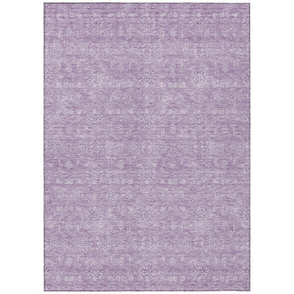 3' X 5' Lavender Lilac And Ivory Floral Washable Indoor Outdoor Area Rug