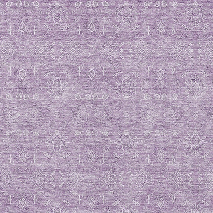 3' X 5' Lavender Lilac And Ivory Floral Washable Indoor Outdoor Area Rug