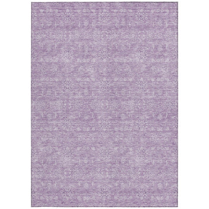 3' X 5' Lavender Lilac And Ivory Floral Washable Indoor Outdoor Area Rug