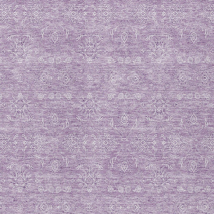 3' X 5' Lavender Lilac And Ivory Floral Washable Indoor Outdoor Area Rug