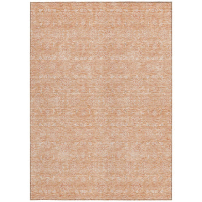 3' X 5' Peach And Ivory Floral Washable Indoor Outdoor Area Rug