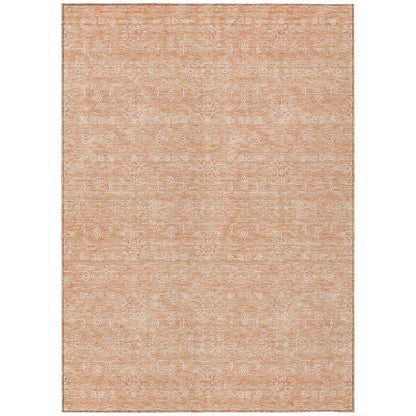 3' X 5' Peach And Ivory Floral Washable Indoor Outdoor Area Rug