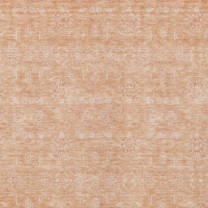 3' X 5' Peach And Ivory Floral Washable Indoor Outdoor Area Rug