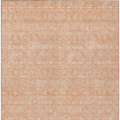 3' X 5' Peach And Ivory Floral Washable Indoor Outdoor Area Rug