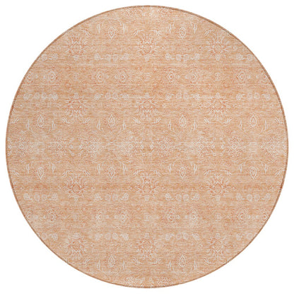 3' X 5' Peach And Ivory Floral Washable Indoor Outdoor Area Rug
