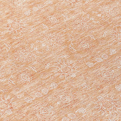 3' X 5' Peach And Ivory Floral Washable Indoor Outdoor Area Rug