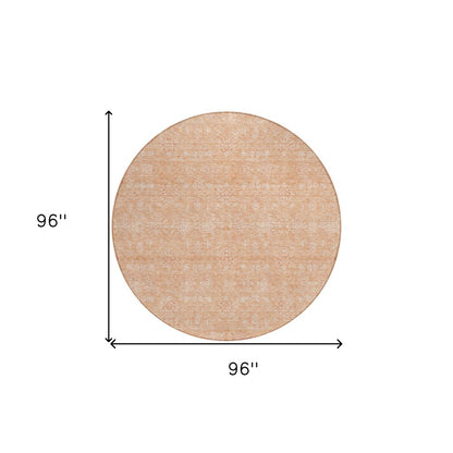 3' X 5' Peach And Ivory Floral Washable Indoor Outdoor Area Rug