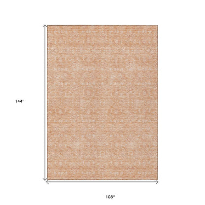 3' X 5' Peach And Ivory Floral Washable Indoor Outdoor Area Rug