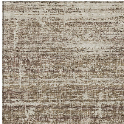 3' X 5' Brown Beige And Taupe Abstract Washable Indoor Outdoor Area Rug