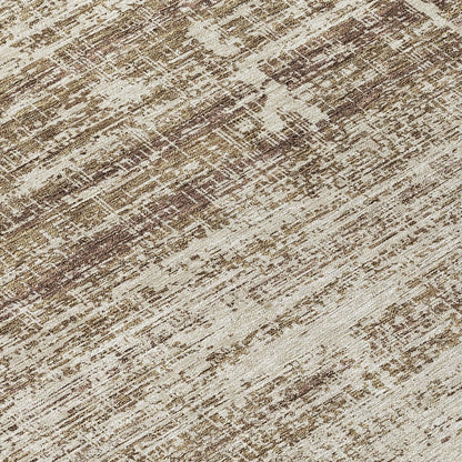 3' X 5' Brown Beige And Taupe Abstract Washable Indoor Outdoor Area Rug