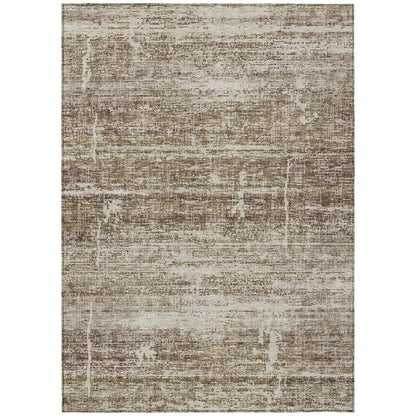 3' X 5' Brown Beige And Taupe Abstract Washable Indoor Outdoor Area Rug
