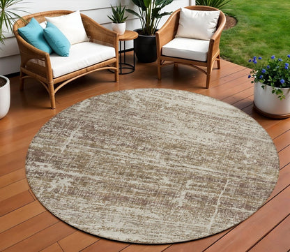 3' X 5' Brown Beige And Taupe Abstract Washable Indoor Outdoor Area Rug