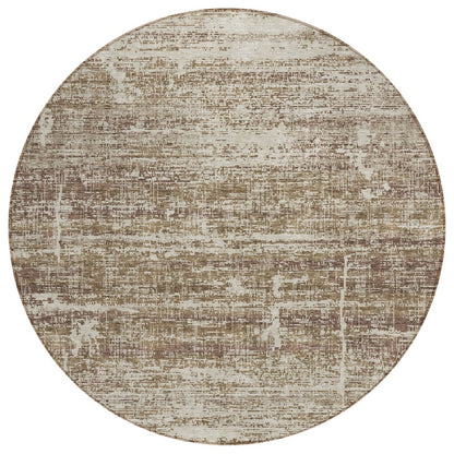 3' X 5' Brown Beige And Taupe Abstract Washable Indoor Outdoor Area Rug