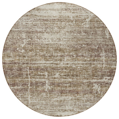 3' X 5' Brown Beige And Taupe Abstract Washable Indoor Outdoor Area Rug