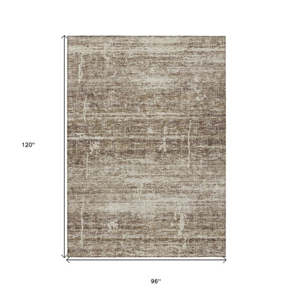 3' X 5' Brown Beige And Taupe Abstract Washable Indoor Outdoor Area Rug