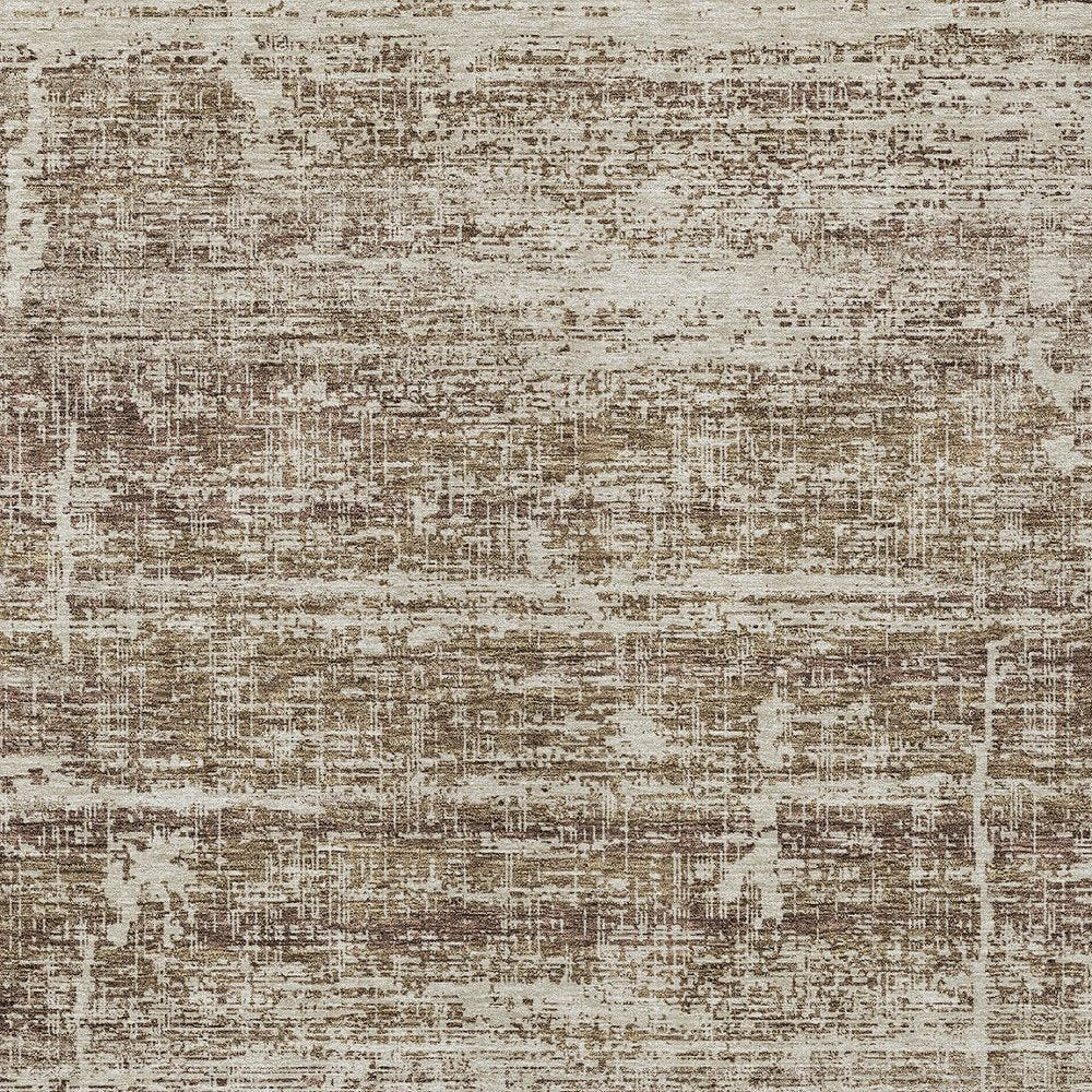 3' X 5' Brown Beige And Taupe Abstract Washable Indoor Outdoor Area Rug