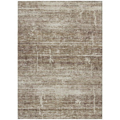 3' X 5' Brown Beige And Taupe Abstract Washable Indoor Outdoor Area Rug