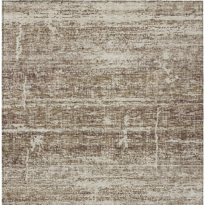3' X 5' Brown Beige And Taupe Abstract Washable Indoor Outdoor Area Rug