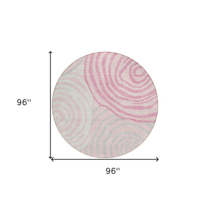 3' X 5' Pink Ivory And Gray Abstract Washable Indoor Outdoor Area Rug