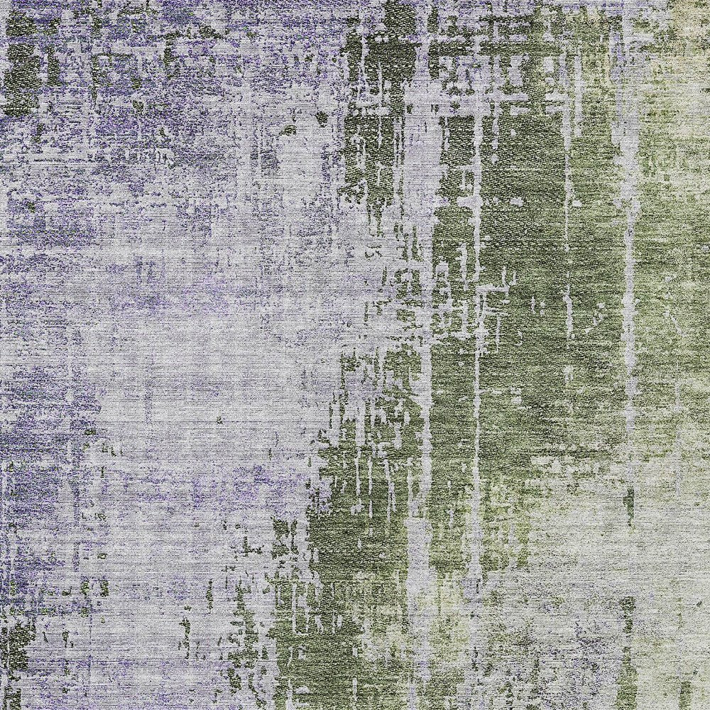 5' X 8' Olive Green And Purple Abstract Washable Indoor Outdoor Area Rug