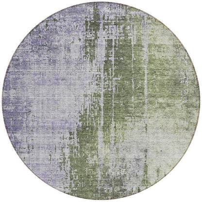 5' X 8' Olive Green And Purple Abstract Washable Indoor Outdoor Area Rug