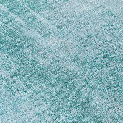 3' X 5' Aqua Teal Blue And Gray Abstract Washable Indoor Outdoor Area Rug