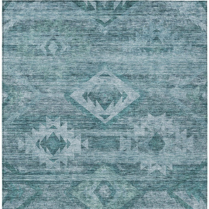 3' X 5' Teal Blue And Aqua Southwestern Washable Indoor Outdoor Area Rug