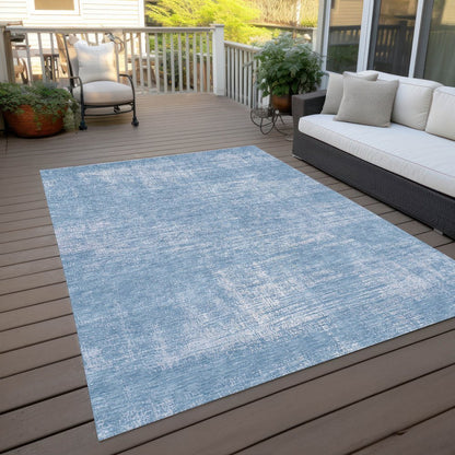 3' X 5' Navy Blue And Sky Blue Abstract Washable Indoor Outdoor Area Rug