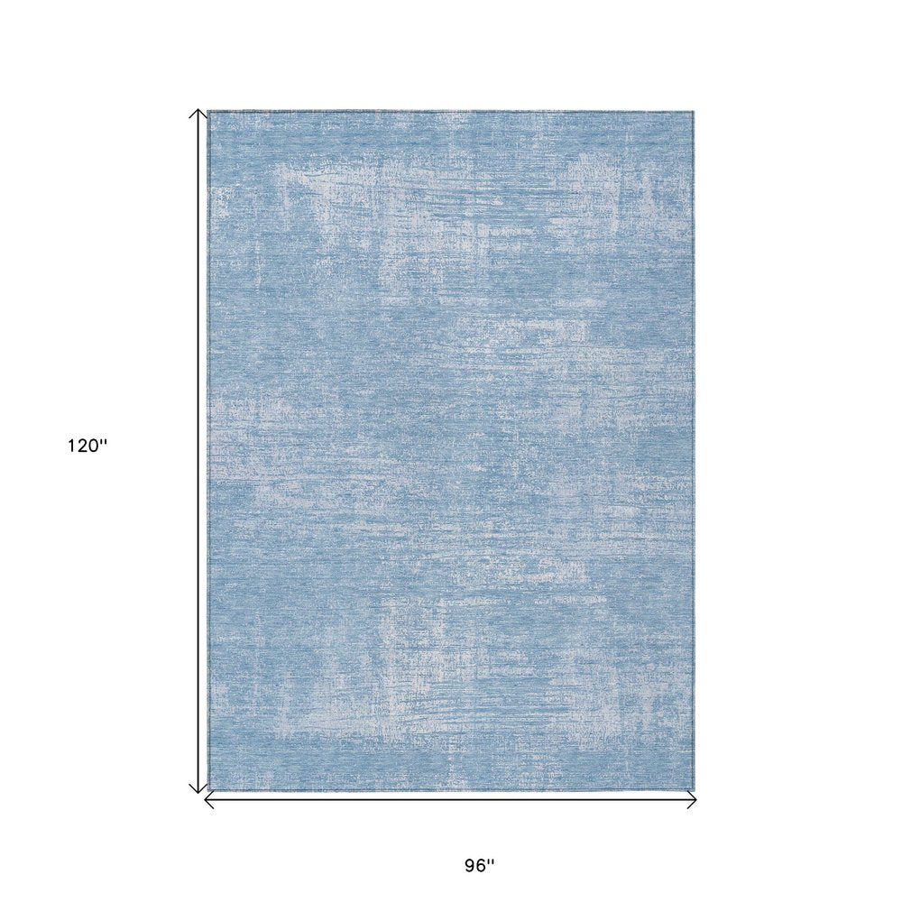 3' X 5' Navy Blue And Sky Blue Abstract Washable Indoor Outdoor Area Rug