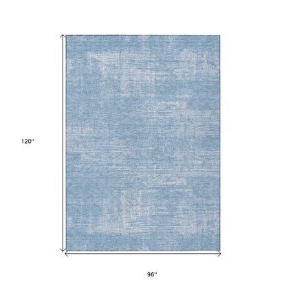 3' X 5' Navy Blue And Sky Blue Abstract Washable Indoor Outdoor Area Rug