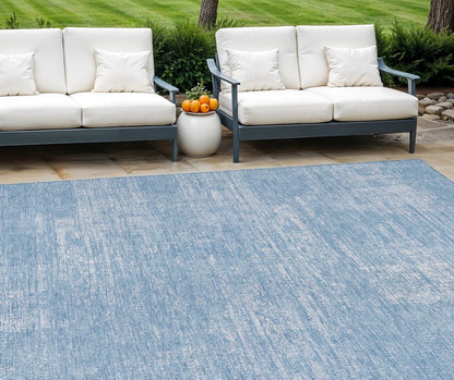 3' X 5' Navy Blue And Sky Blue Abstract Washable Indoor Outdoor Area Rug