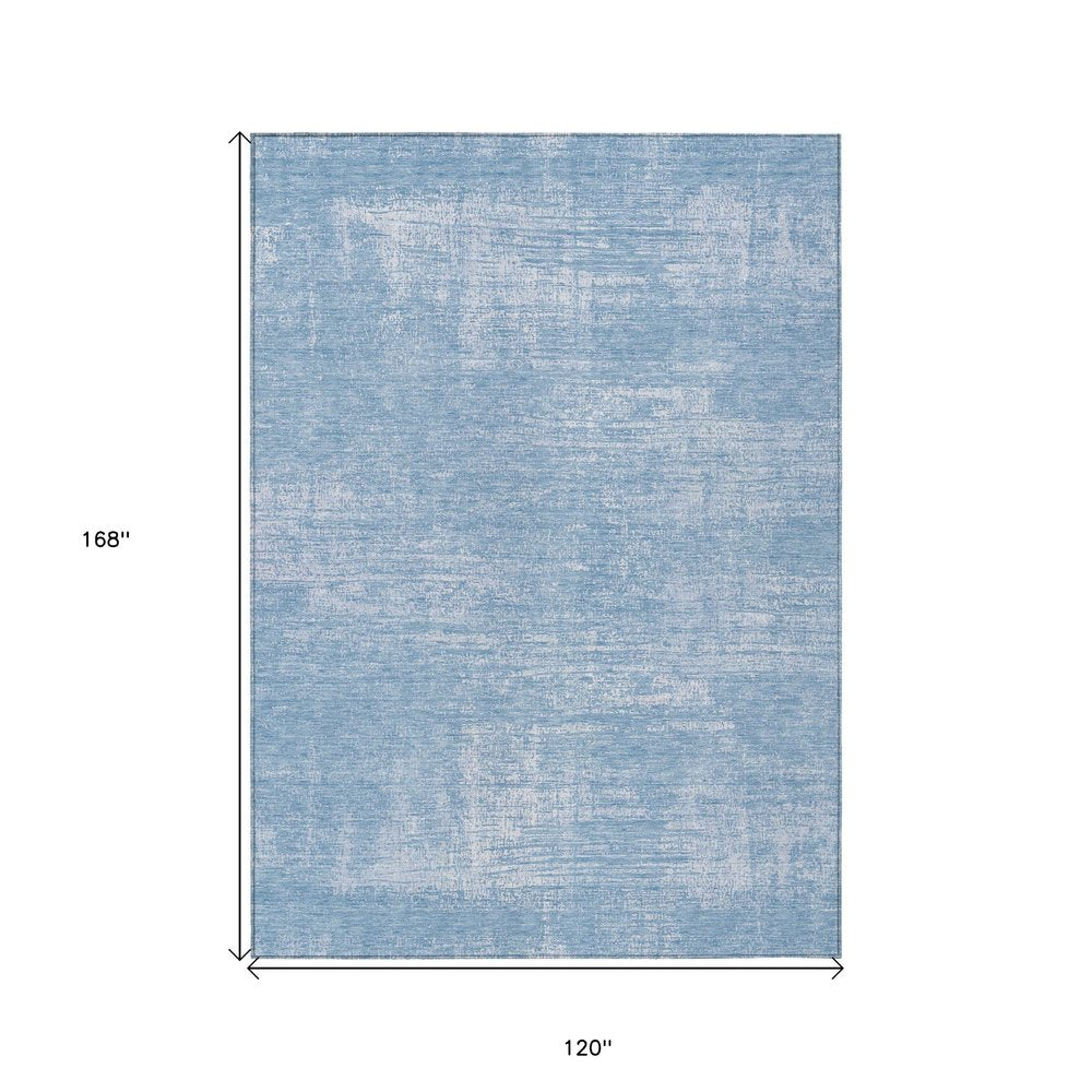 3' X 5' Navy Blue And Sky Blue Abstract Washable Indoor Outdoor Area Rug