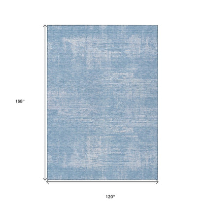 3' X 5' Navy Blue And Sky Blue Abstract Washable Indoor Outdoor Area Rug