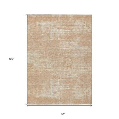 3' X 5' Coral And Salmon Abstract Washable Indoor Outdoor Area Rug