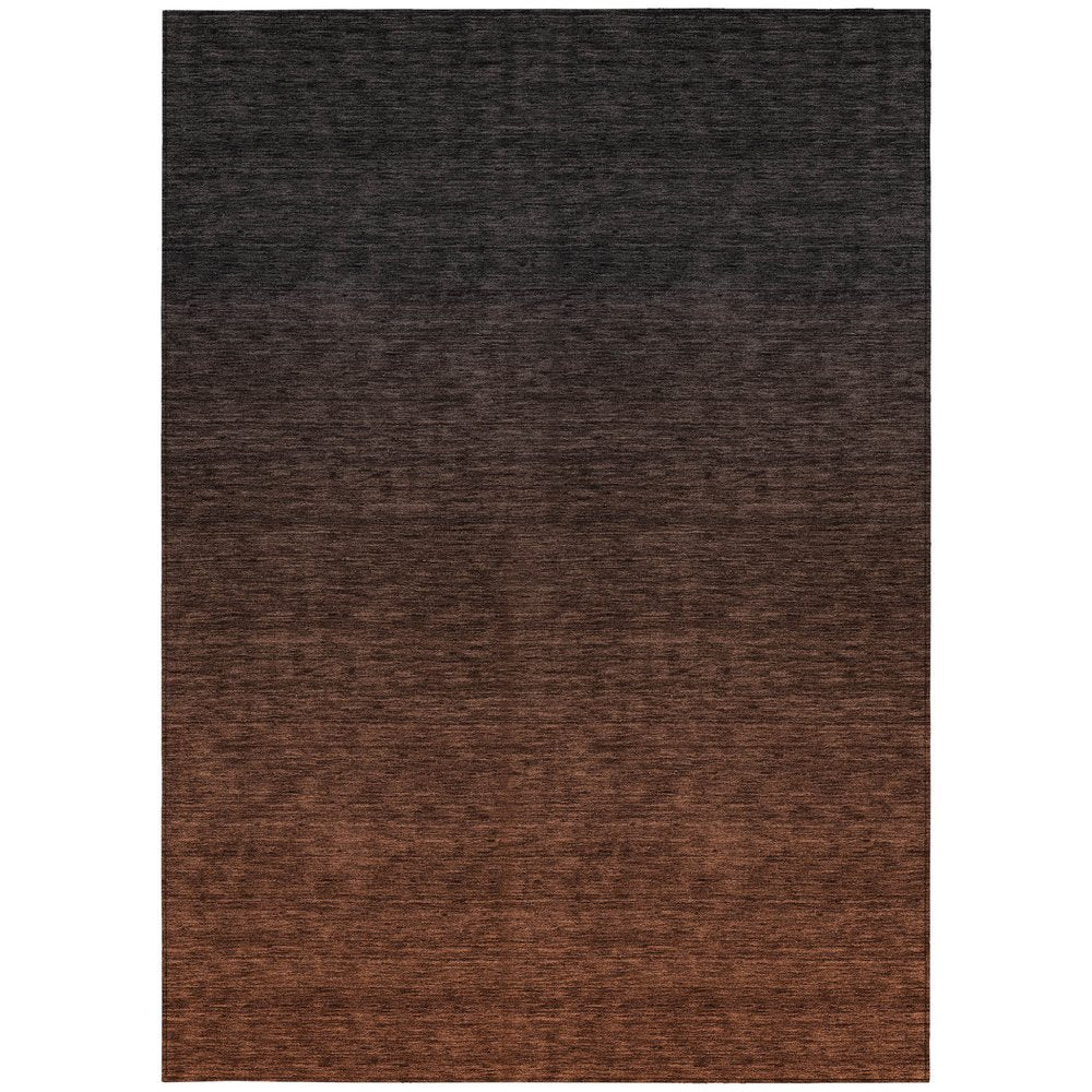 3' X 5' Orange And Charcoal Abstract Washable Indoor Outdoor Area Rug