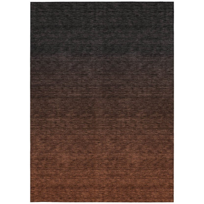 3' X 5' Orange And Charcoal Abstract Washable Indoor Outdoor Area Rug