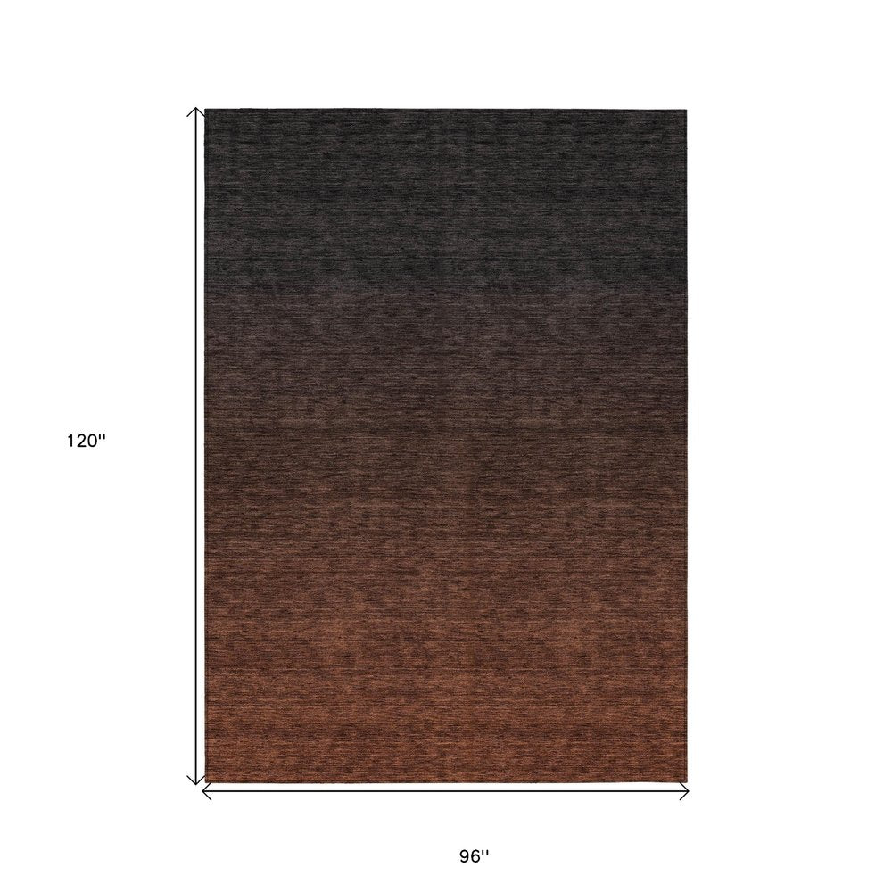 3' X 5' Orange And Charcoal Abstract Washable Indoor Outdoor Area Rug
