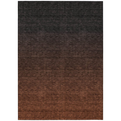 3' X 5' Orange And Charcoal Abstract Washable Indoor Outdoor Area Rug