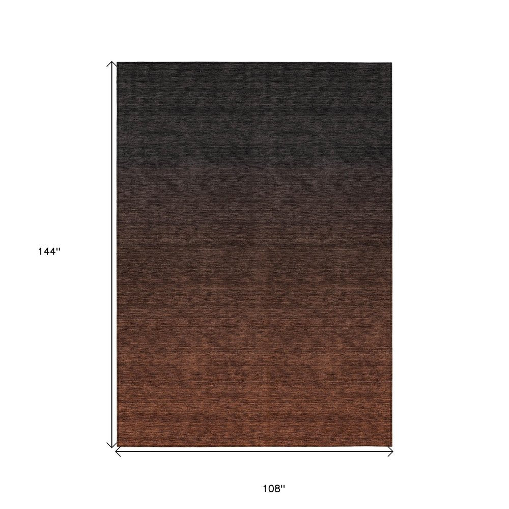 3' X 5' Orange And Charcoal Abstract Washable Indoor Outdoor Area Rug