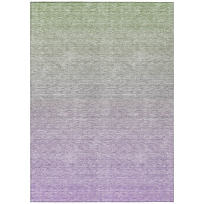3' X 5' Artichoke Green And Lavender Ombre Washable Indoor Outdoor Area Rug