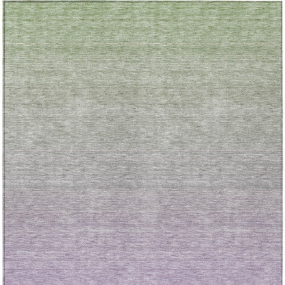 3' X 5' Artichoke Green And Lavender Ombre Washable Indoor Outdoor Area Rug