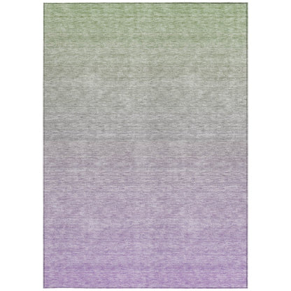 3' X 5' Artichoke Green And Lavender Ombre Washable Indoor Outdoor Area Rug