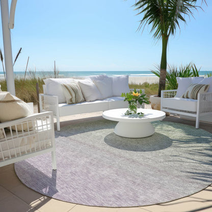 3' X 5' Artichoke Green And Lavender Ombre Washable Indoor Outdoor Area Rug