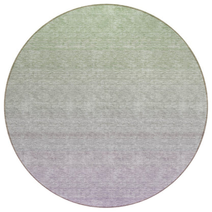 3' X 5' Artichoke Green And Lavender Ombre Washable Indoor Outdoor Area Rug