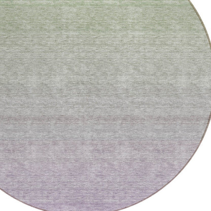 3' X 5' Artichoke Green And Lavender Ombre Washable Indoor Outdoor Area Rug