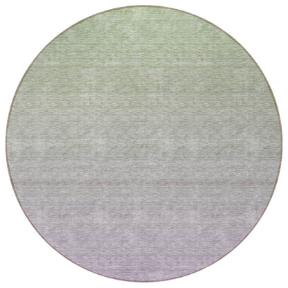 3' X 5' Artichoke Green And Lavender Ombre Washable Indoor Outdoor Area Rug