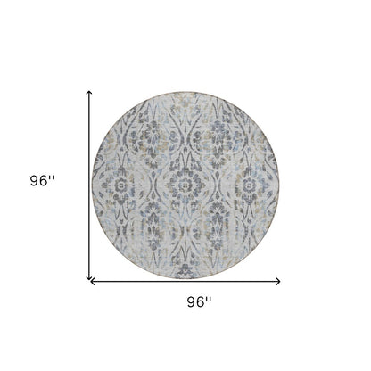3' X 5' Gray Black And Green Floral Washable Indoor Outdoor Area Rug